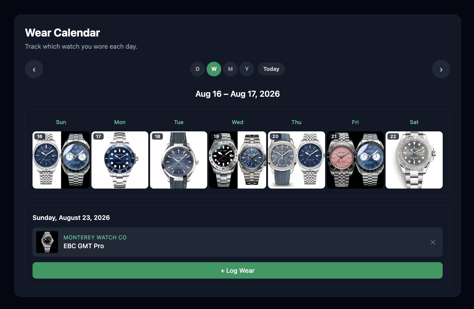 Wear calendar