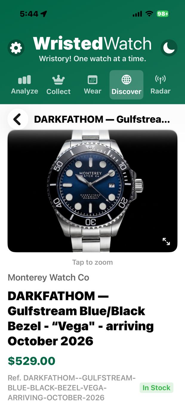 WristedWatch watch detail with Wrist It on iPhone